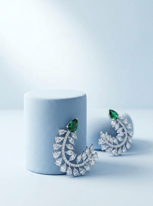 Emerald Feather C-Hoops