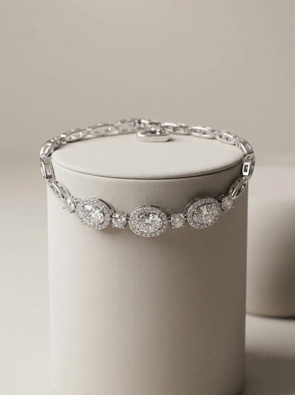 Oval Halo Tennis Bracelet