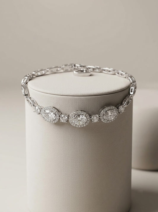 Oval Halo Tennis Bracelet