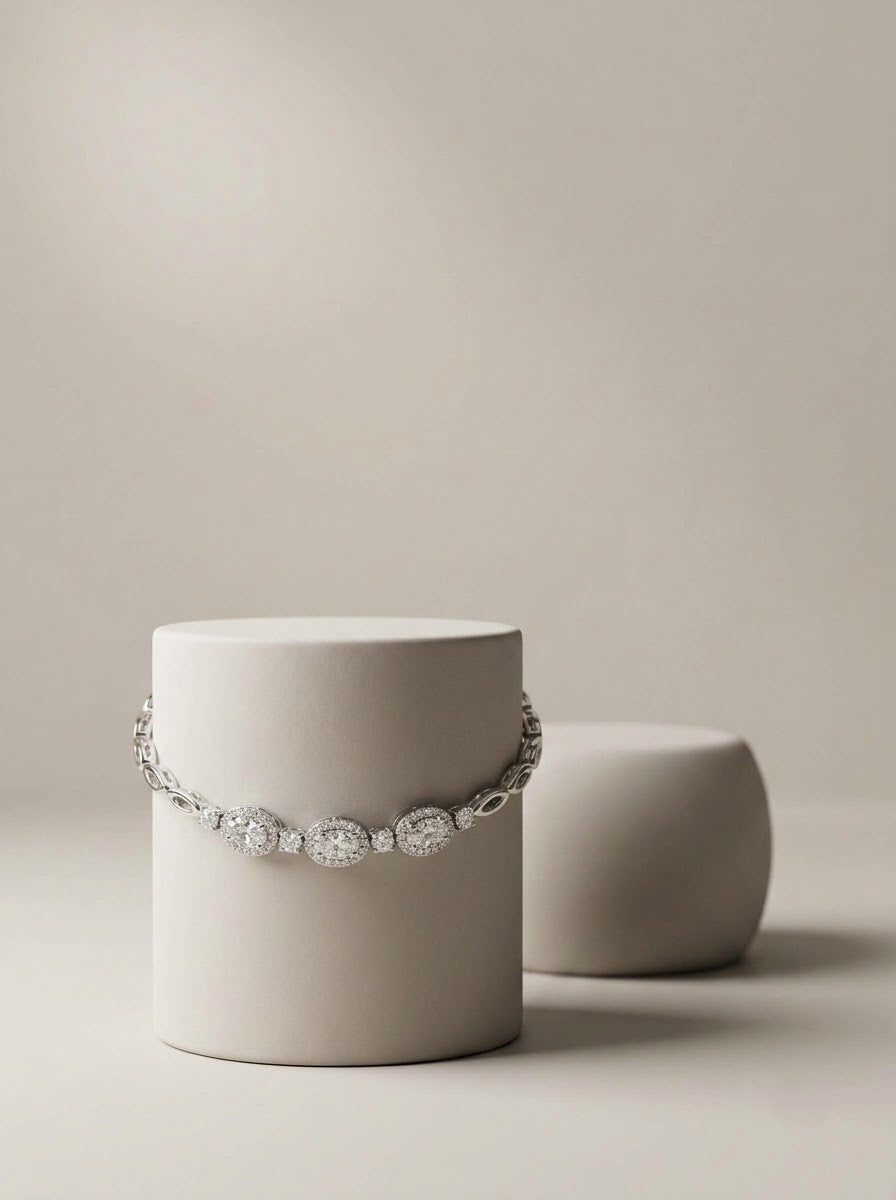 Oval Halo Tennis Bracelet