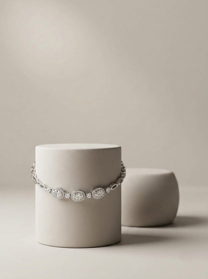 Oval Halo Tennis Bracelet