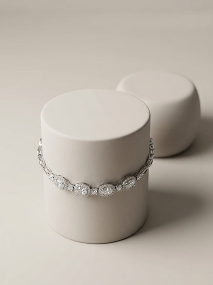 Oval Halo Tennis Bracelet