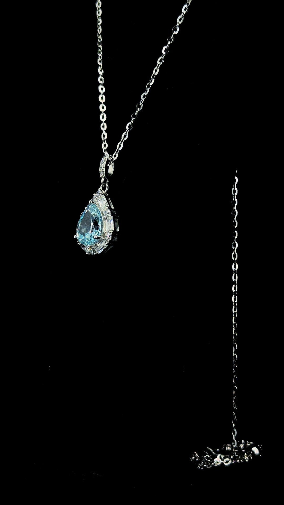 Aqua Teardrop Pendant Chain