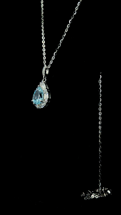 Aqua Teardrop Pendant Chain