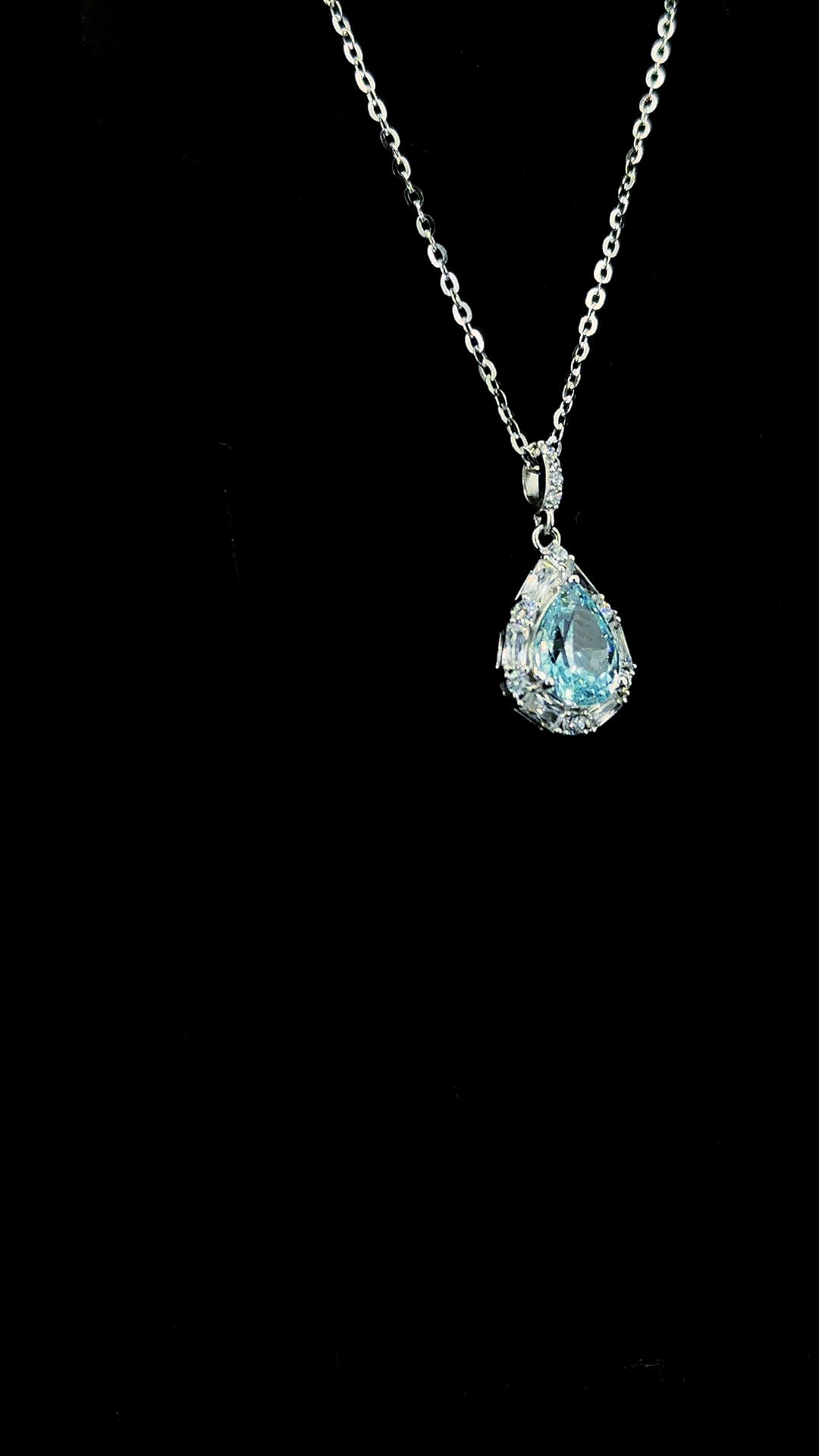 Aqua Teardrop Pendant Chain