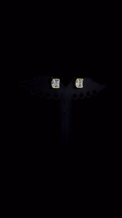 Radiant Cut Stud Earring | 925 Sterling Silver | The White Kala