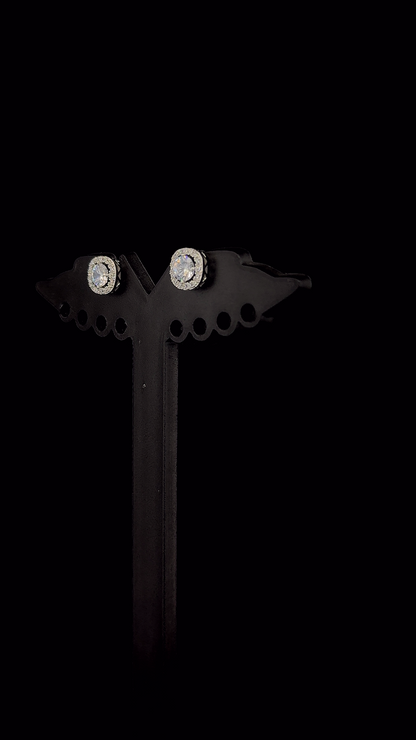 Halo Solitaire Stud Earrings
