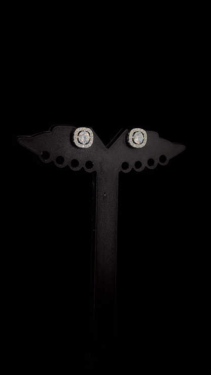 Halo Solitaire Stud Earrings