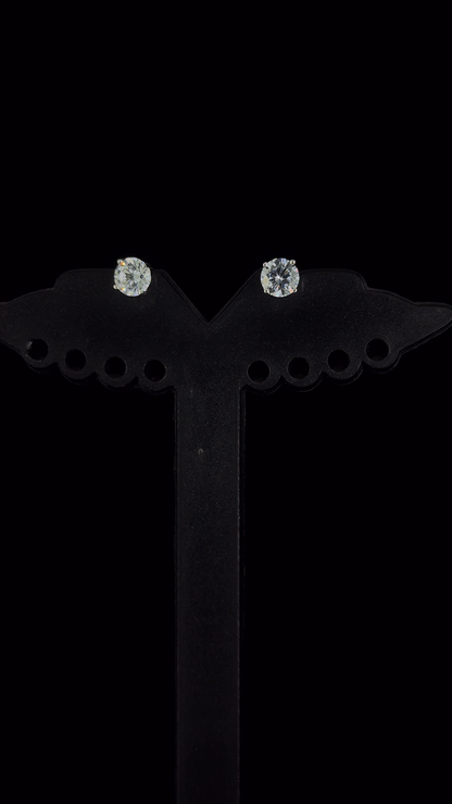 Round Solitaire Stud Earrings | 925 Sterling Silver | The White Kala