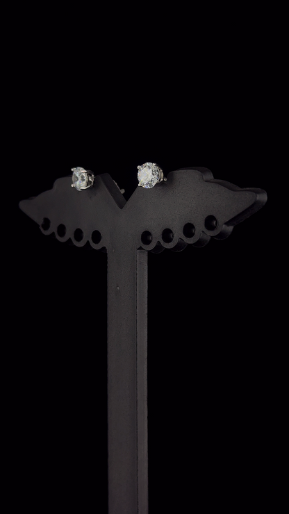 Round Solitaire Stud Earrings | 925 Sterling Silver | The White Kala