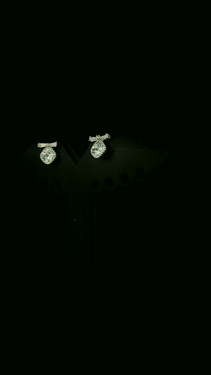 The Bow Drop Stud Earrings | 925 Sterling Silver | The White Kala