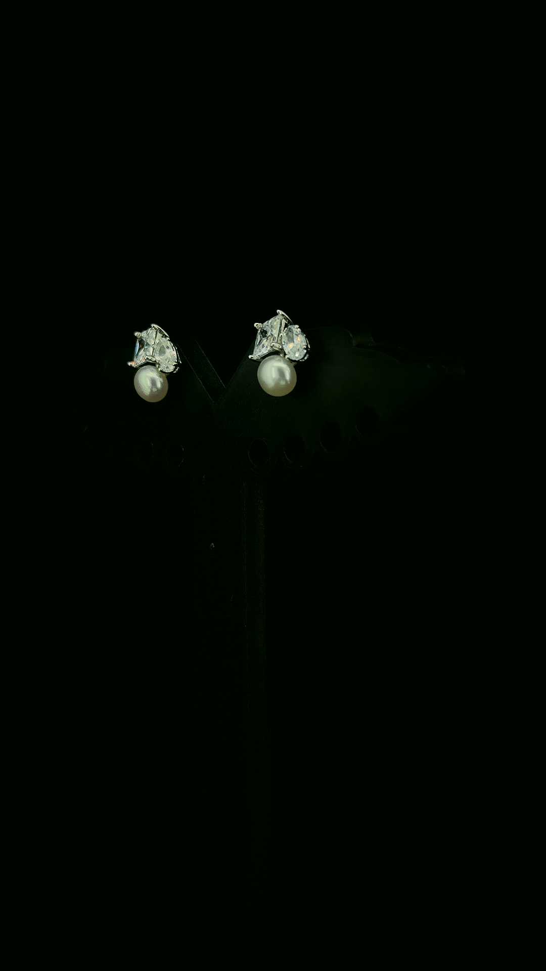 Pearl & Square Pearl Stud Earring | 925 Sterling Silver | The White Kala