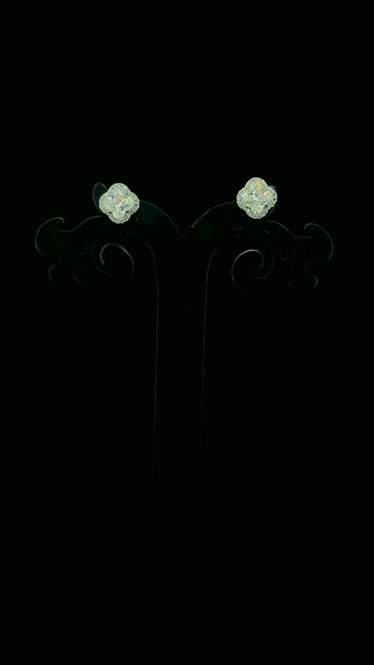 Clover Crystal Halo Stud Earrings