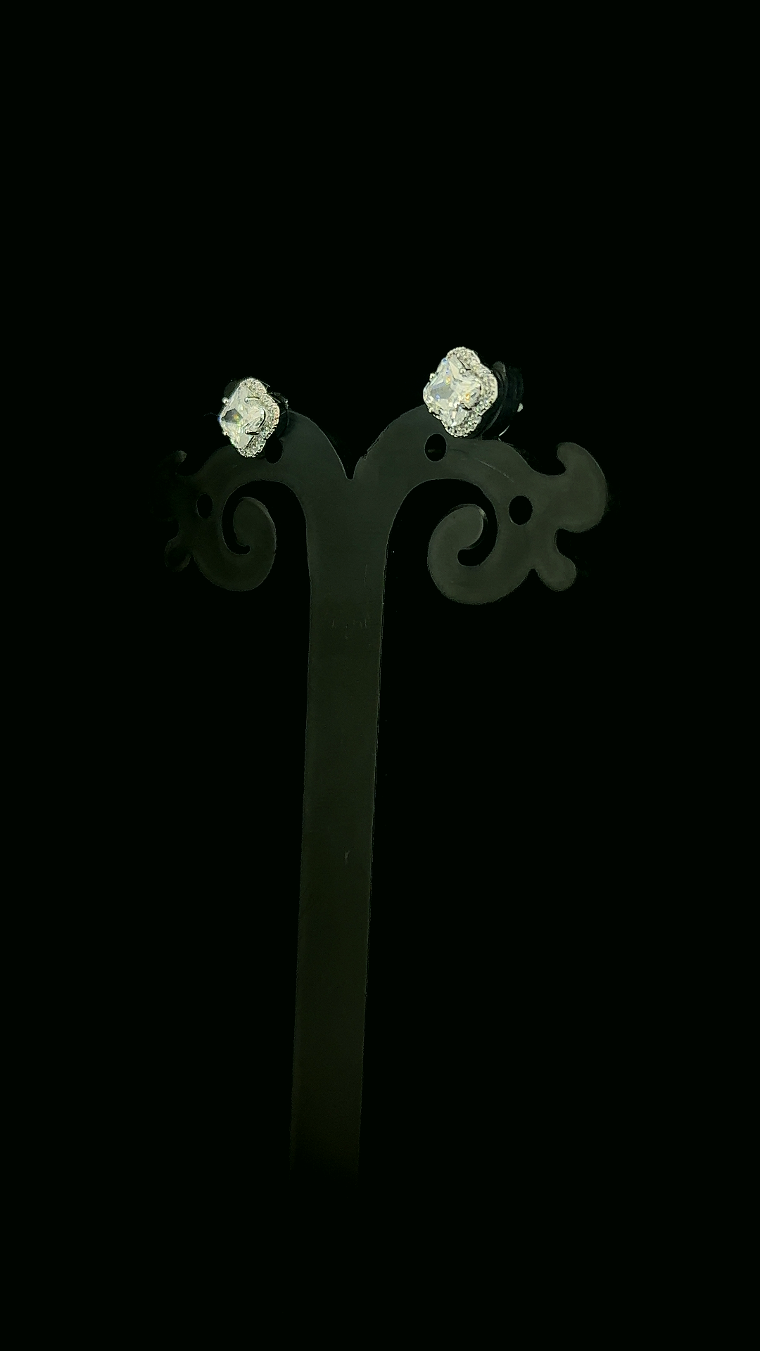Clover Crystal Halo Stud Earrings