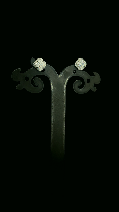 Clover Crystal Halo Stud Earrings