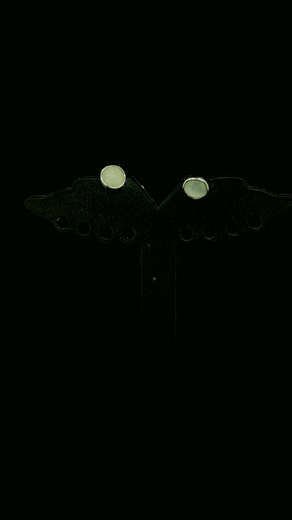 Moonmint Cabochon Stud Earrings | 925 Sterling Silver | The White Kala