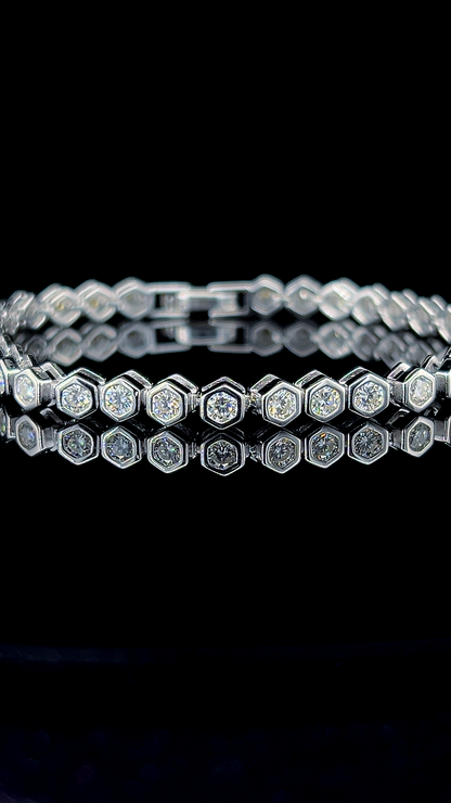 Hexagon Tennis Bracelet | 925 Sterling Silver