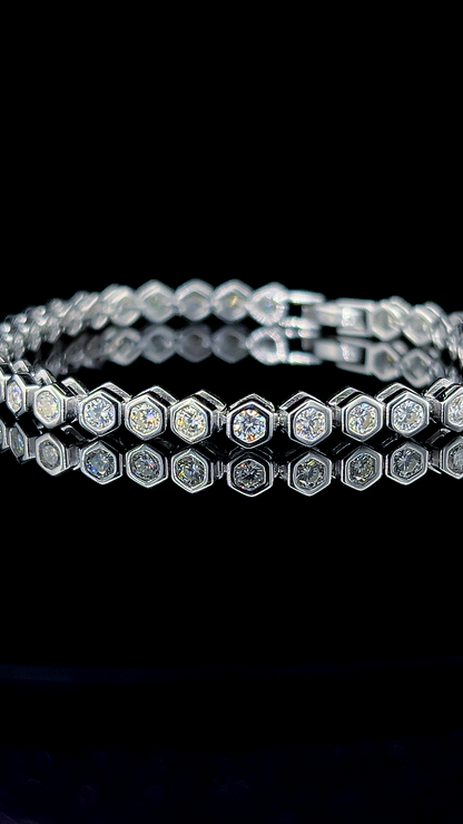 Hexagon Tennis Bracelet | 925 Sterling Silver