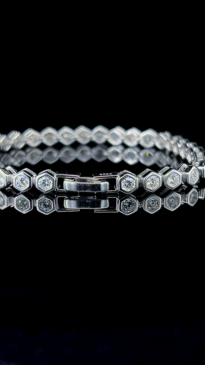 Hexagon Tennis Bracelet | 925 Sterling Silver