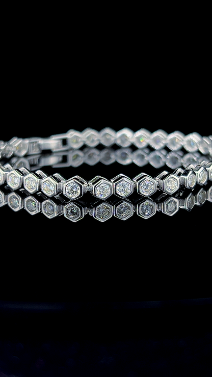 Hexagon Tennis Bracelet | 925 Sterling Silver