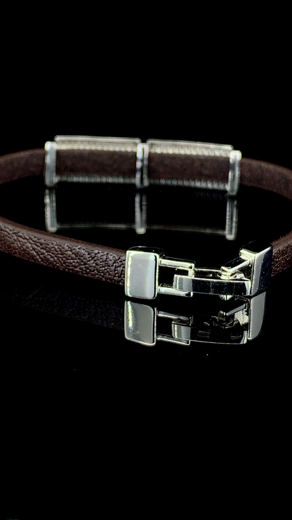 H-Bar Leather Bracelet | 925 Sterling Silver