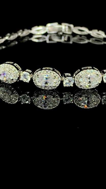 The Oval Halo Tennis Bracelet | 925 Sterling Silver | The White Kala