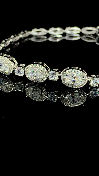 The Oval Halo Tennis Bracelet | 925 Sterling Silver | The White Kala