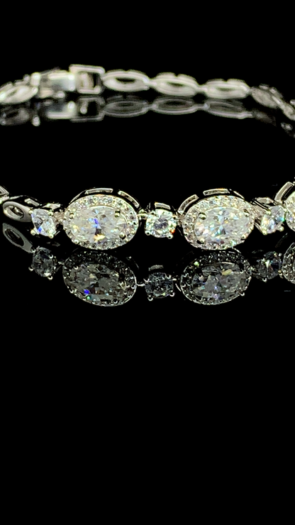 The Oval Halo Tennis Bracelet | 925 Sterling Silver | The White Kala