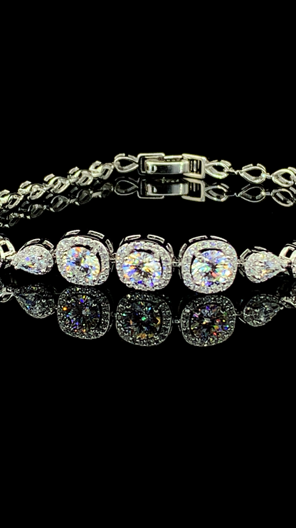 The Cushion Halo Tennis Bracelet | 925 Sterling Silver