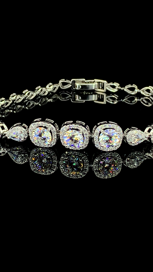 The Cushion Halo Tennis Bracelet | 925 Sterling Silver