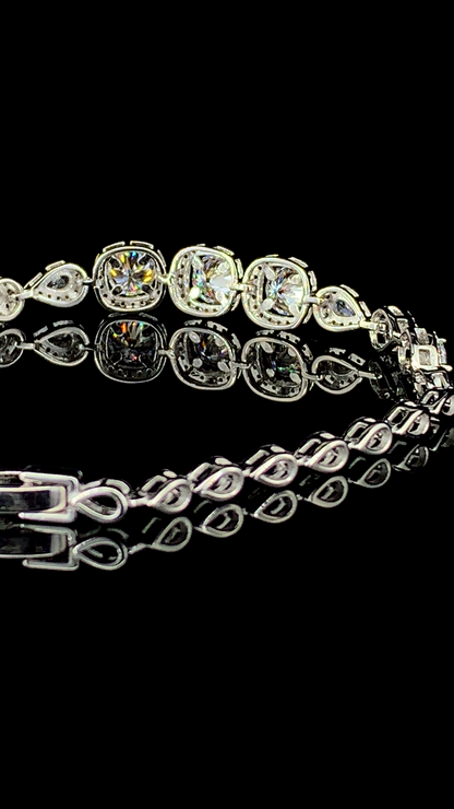 The Cushion Halo Tennis Bracelet | 925 Sterling Silver