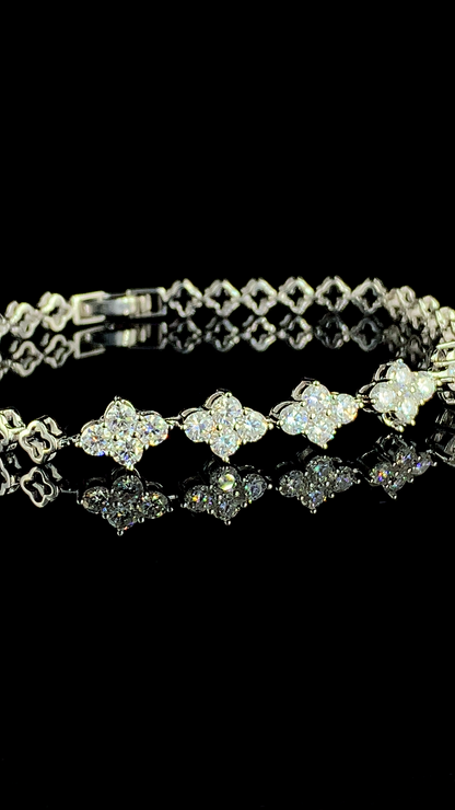 Clover Tennis Cluster Bracelet | 925 Silver