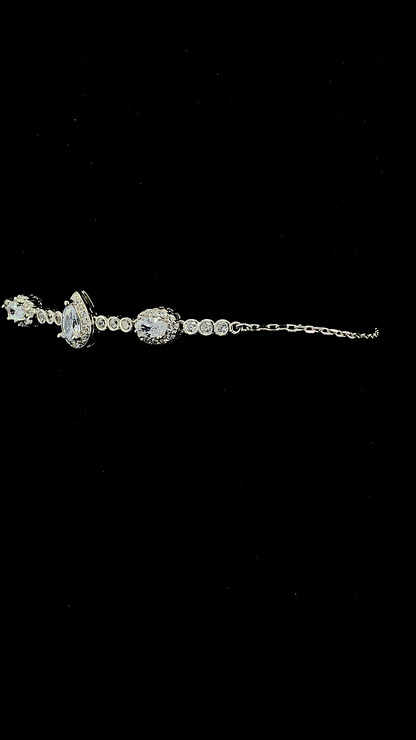 The Trio Pear Halo Bracelet | 925 Sterling Silver | The White Kala