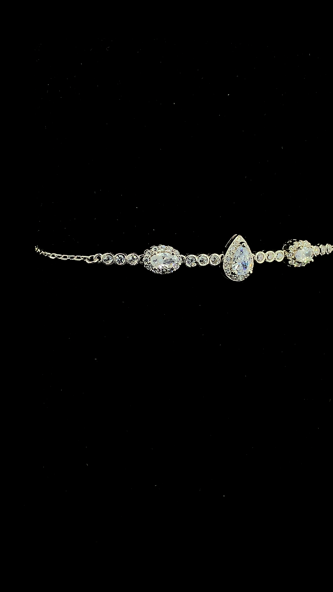The Trio Pear Halo Bracelet | 925 Sterling Silver | The White Kala
