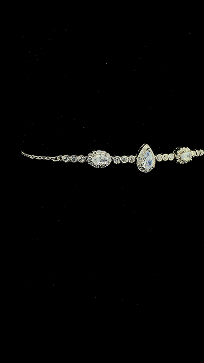 The Trio Pear Halo Bracelet | 925 Sterling Silver | The White Kala