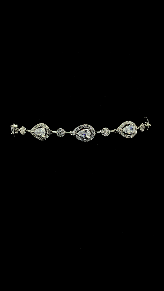 Pear & Round Halo Bracelet | 925 Sterling Silver