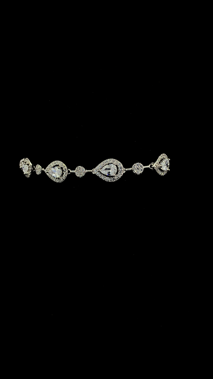 Pear & Round Halo Bracelet | 925 Sterling Silver