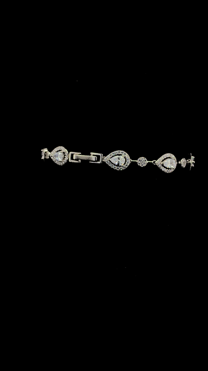 Pear & Round Halo Bracelet | 925 Sterling Silver