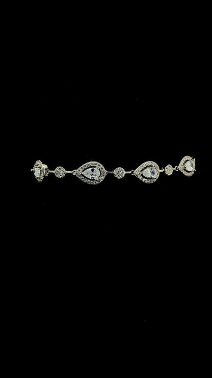 Pear & Round Halo Bracelet | 925 Sterling Silver