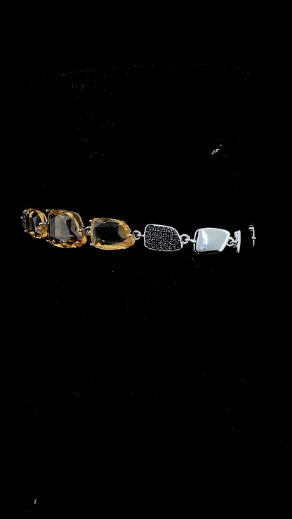 The Amber Noir Statement Bracelet | 925 Sterling Silver | The White Kala