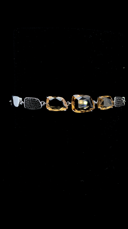 The Amber Noir Statement Bracelet | 925 Sterling Silver | The White Kala