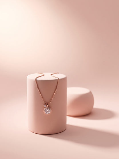 Milgrain Solitaire Pendant Chain