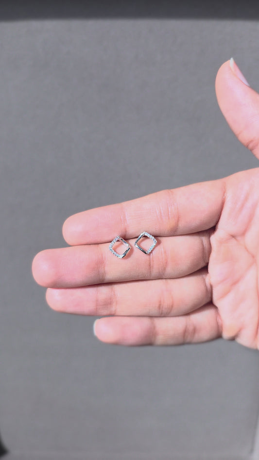 Rhombus Crystal Stud Earrings
