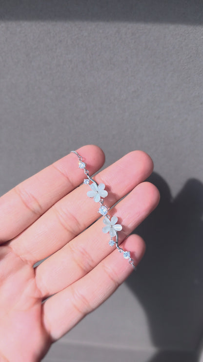 Blossom & Sparkle Flower Bracelet | 925 Sterling Silver | The White Kala