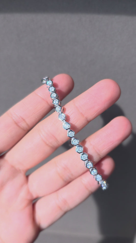 Hexagon Tennis Bracelet | 925 Sterling Silver