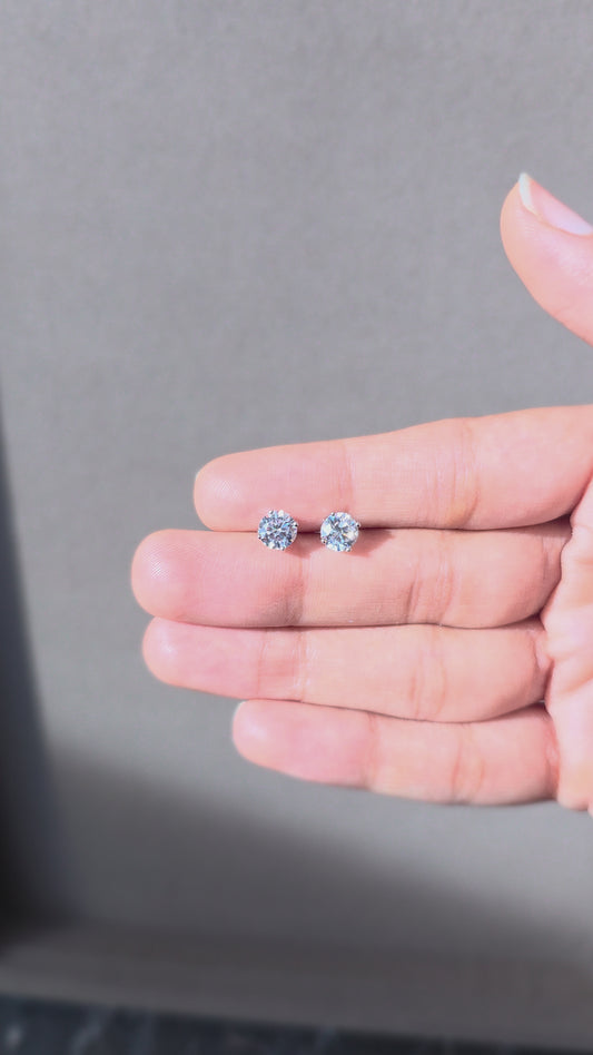 Round Solitaire Stud Earrings | 925 Sterling Silver | The White Kala