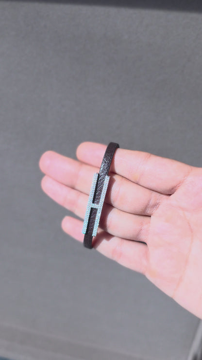 H-Bar Leather Bracelet | 925 Sterling Silver