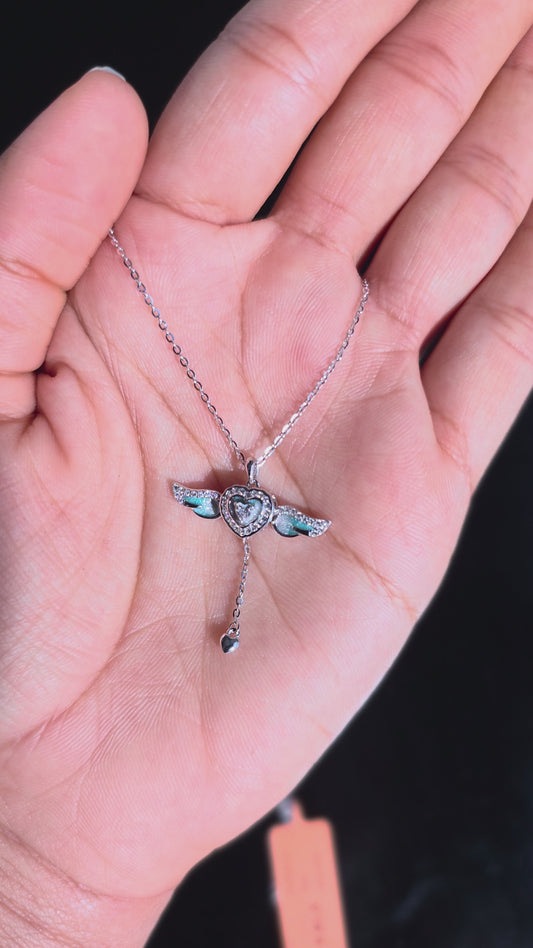 Angel Wing Heart Pendant Chain