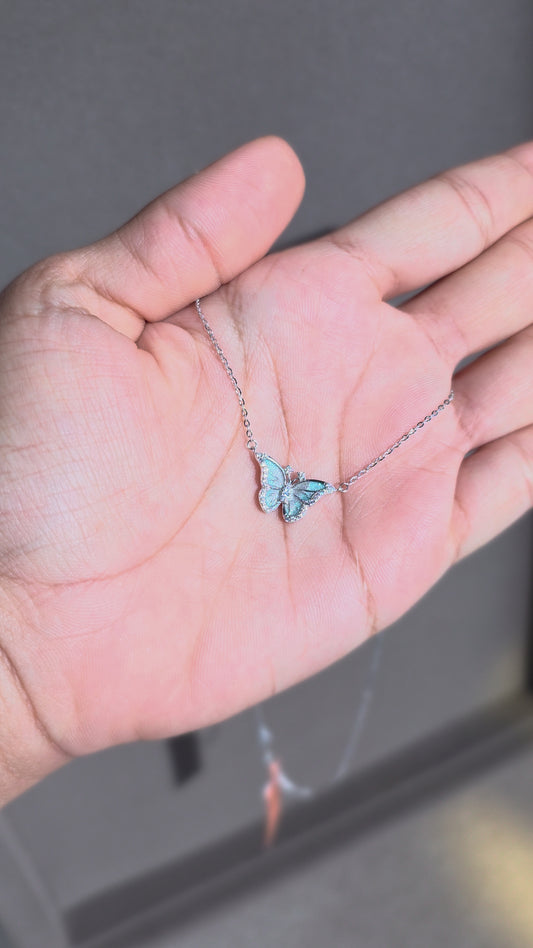 Azure Wing Butterfly Pendant Chain