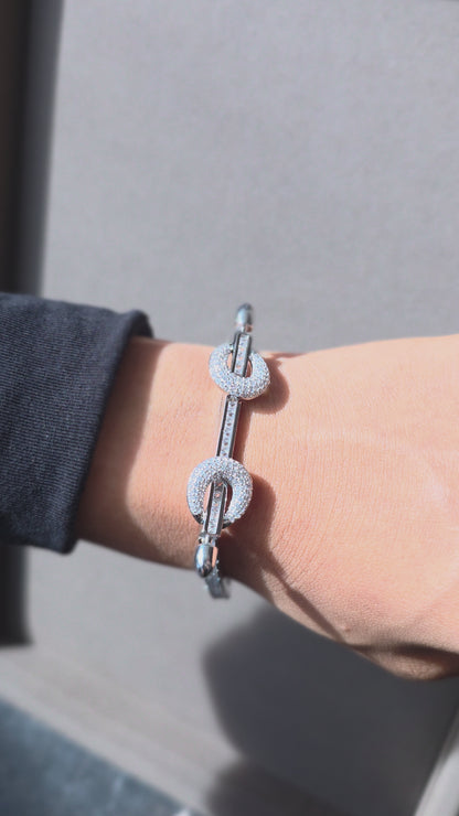 925 Silver Double Circle Bracelet | 925 Sterling Silver
